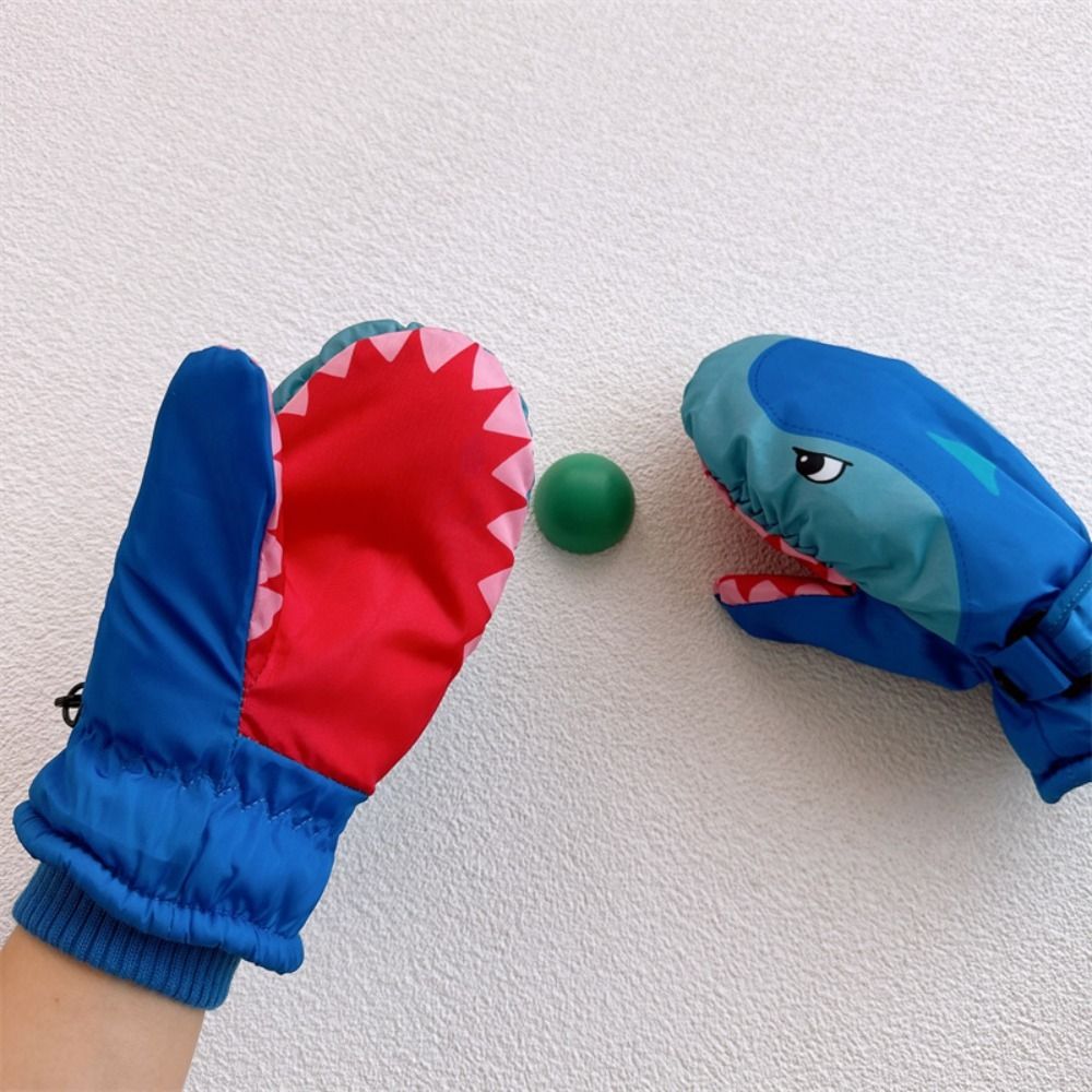 漫画子供用スキーグローブ暖かいサメ柄スノーボードミトン防風防 - Ski Glove Waterproof のレビューと価格