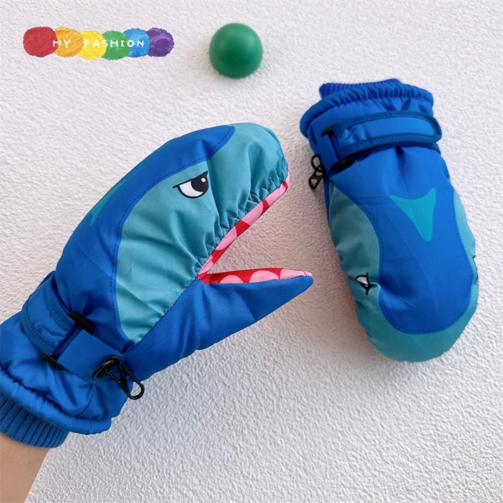 漫画子供用スキーグローブ暖かいサメ柄スノーボードミトン防風防 - Ski Glove Waterproof のレビューと価格