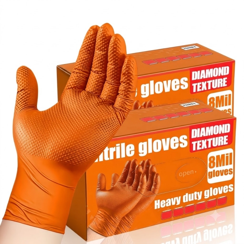 ヘビーデューティーオレンジニトリルグローブ 8ミル 産業用使 - Nitrile Mechanic Glove のレビューと価格