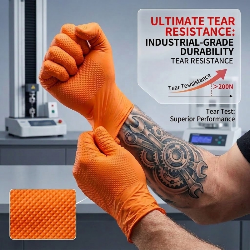 ヘビーデューティーオレンジニトリルグローブ 8ミル 産業用使 - Nitrile Mechanic Glove のレビューと価格