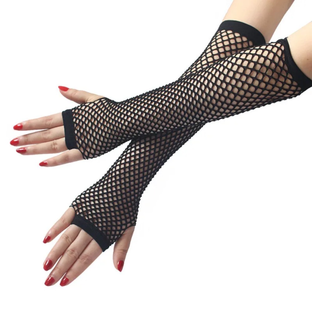 女性用ネオンフィッシュネットロングフィンガーレスグローブ、セ - Fingerless Glove Knit のレビューと価格