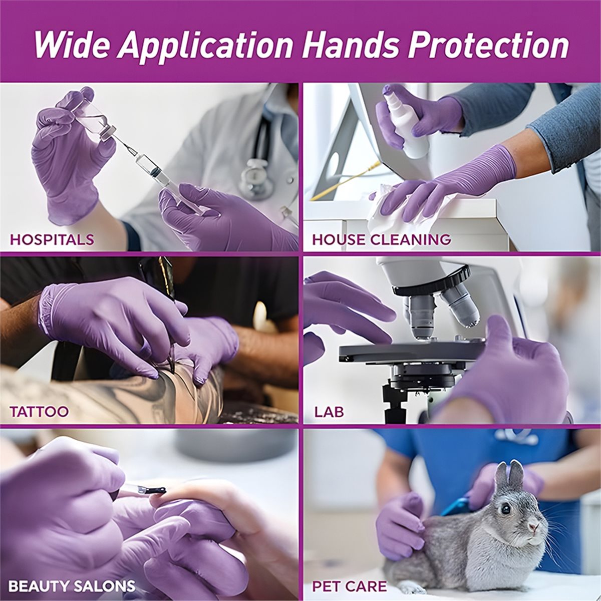 高品質100枚入りニトリル検査用手袋使い捨てライラックグロー - Exam Glove Nitrile のレビューと価格