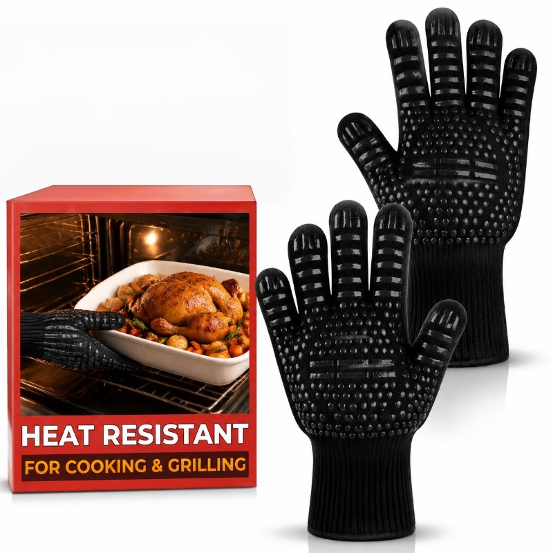 1個/1組のバーベキューグローブ、高温オーブングローブ、耐火 - Oven Mitt Silicone のレビューと価格