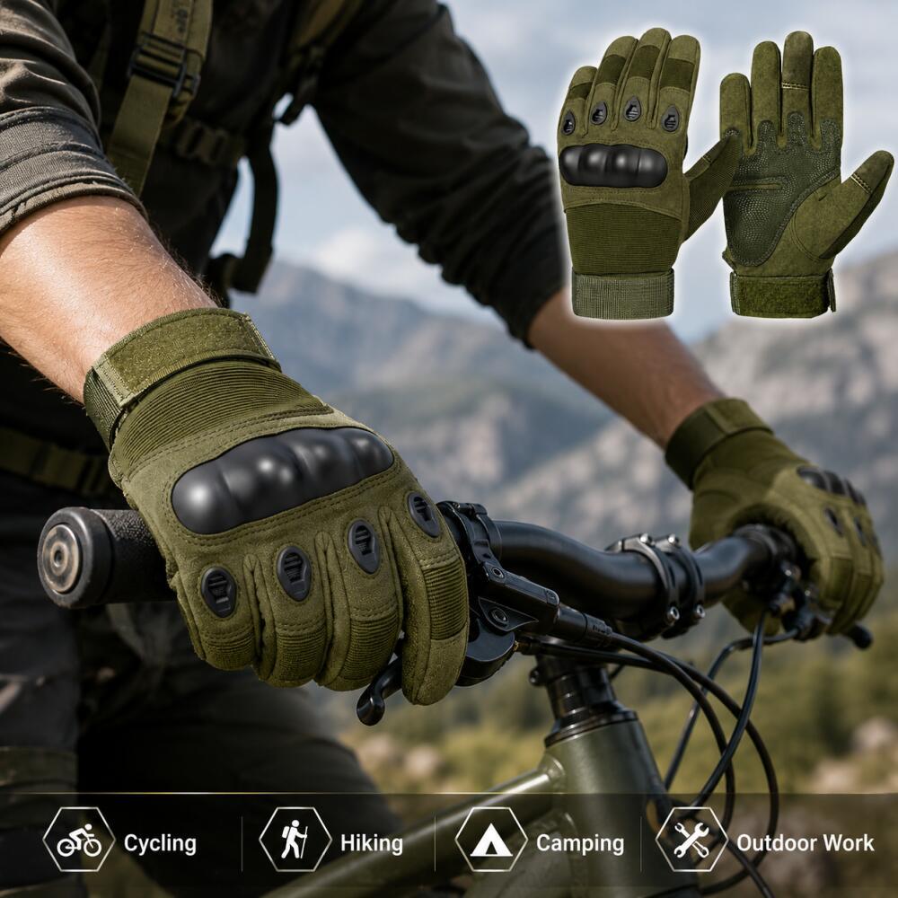 ハードナックル付きフルフィンガータクティカルグローブ、滑り止 - Motorcycle Glove Knuckle のレビューと価格