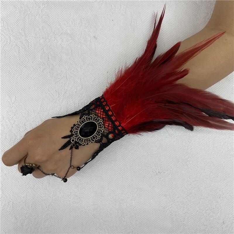 ハロウィーンのフェザーグローブ,指なし,ミトン,ゴシックスタ - Motorcycle Glove Knuckle のレビューと価格