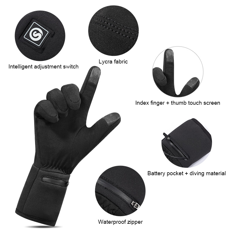 充電式電気ライナー加熱手袋冬暖かいタッチスキー手袋アウトドア - Heat Resistant Glove のレビューと価格